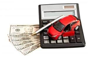 car, calculator, money, and pen