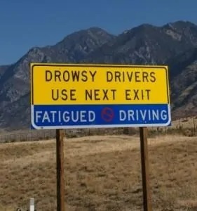 drowsy drivers warning sign