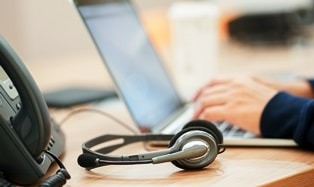 headset connected to a laptop