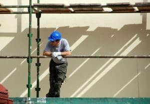 construction worker on a stage