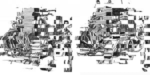 Sketch of a car and a man