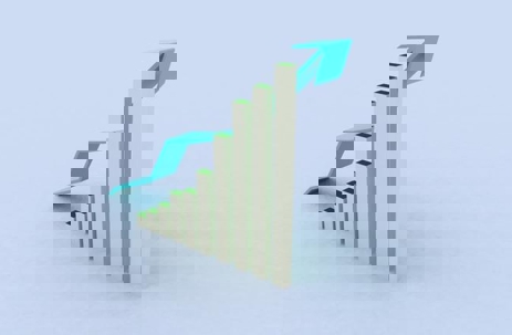 A chart with an arrow going up