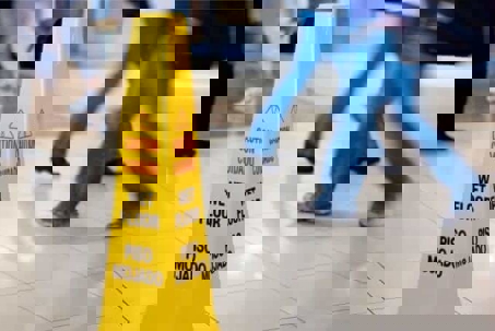 slip and fall wet floor warning sign Van Sant Law